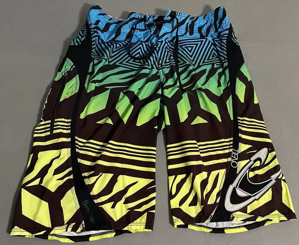 O’Neill Hyperfreak Jordi Smith Boardshorts Swim Trunks Blue Green Size 30